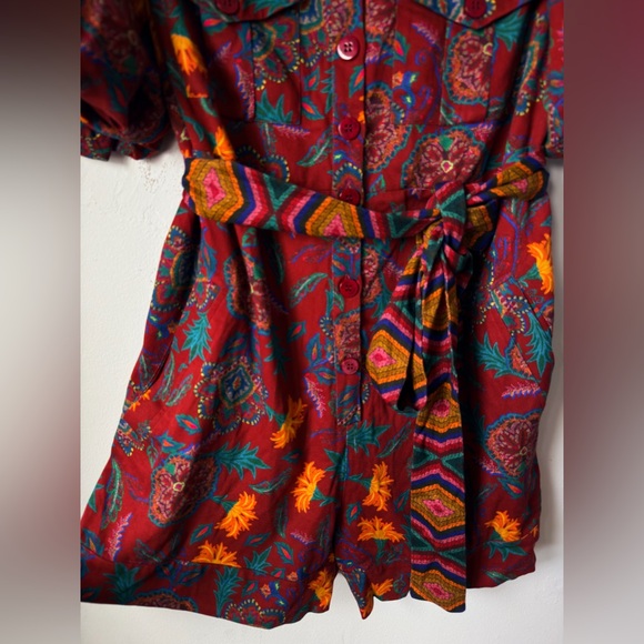 FARM RIO ANTHROPOLOGY Floral Red ROMPER - Picture 4 of 16